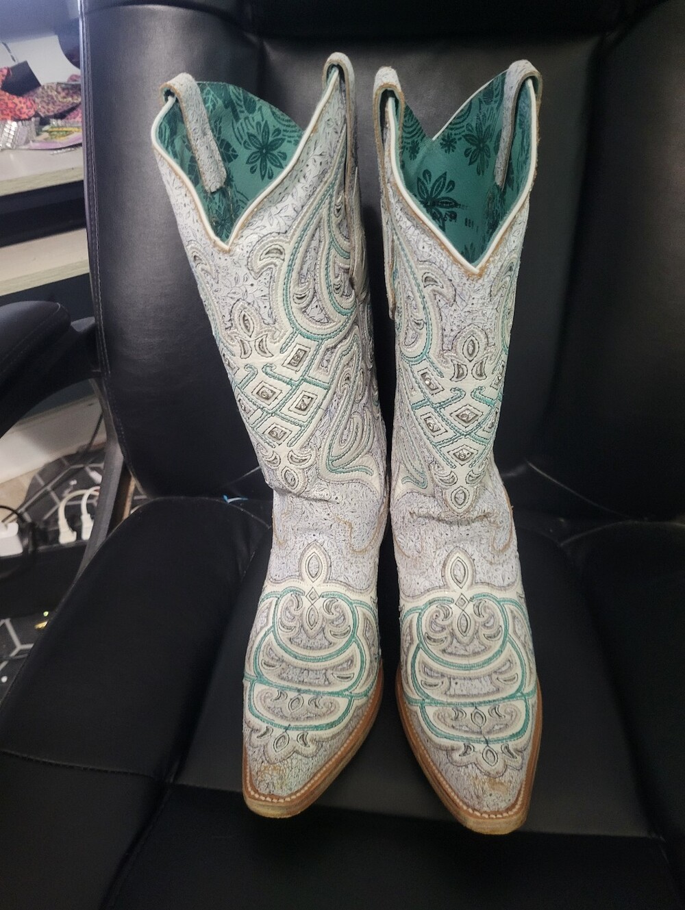 Womens Corral Black Light Cowboy Boots Size 9.5